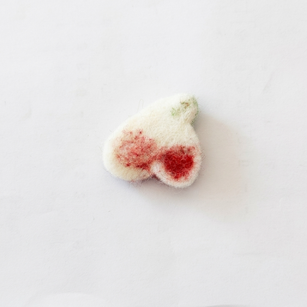 Beaded Sparkle Red Cherry Wool Felt Charm Component