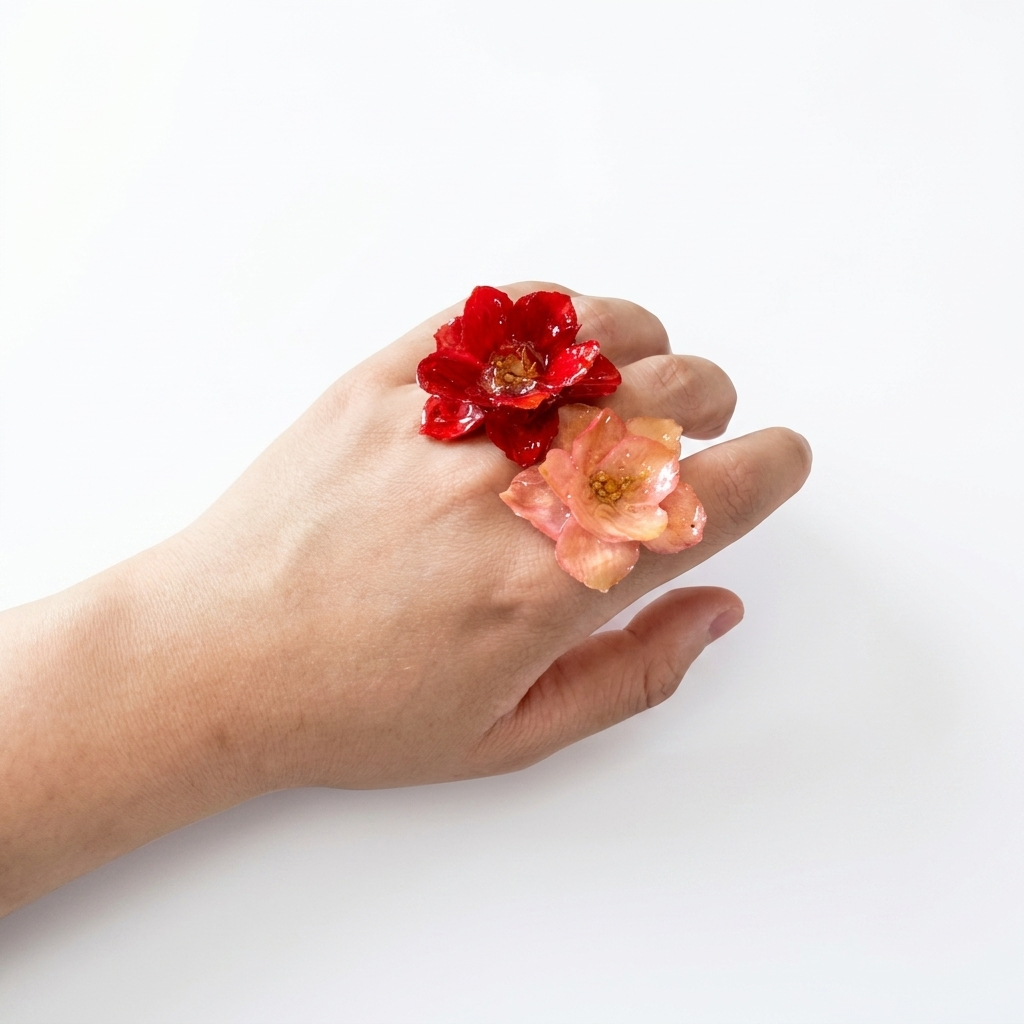 4 Colors Real Camellia Flower Resin Pendant Charm Component