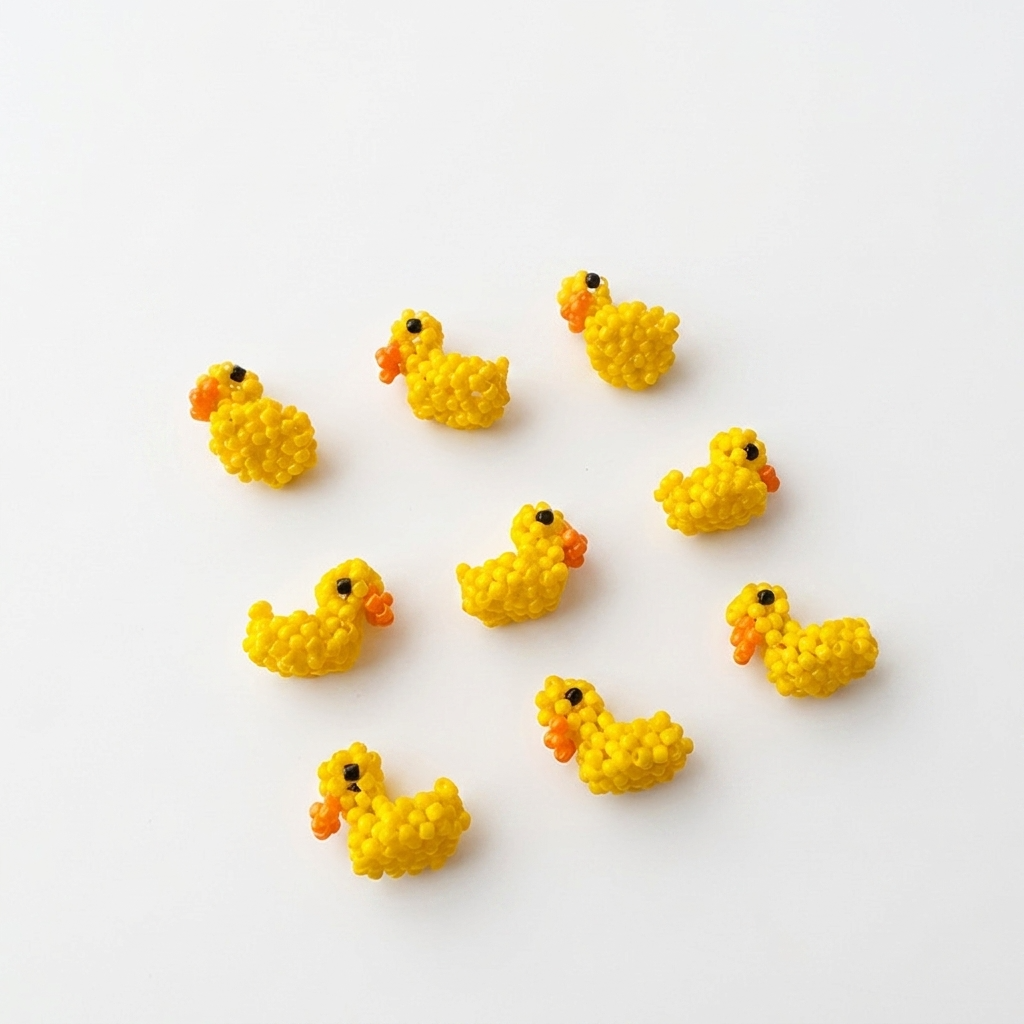 5pc, Handmade Yellow Duck Beaded Charm Ornament