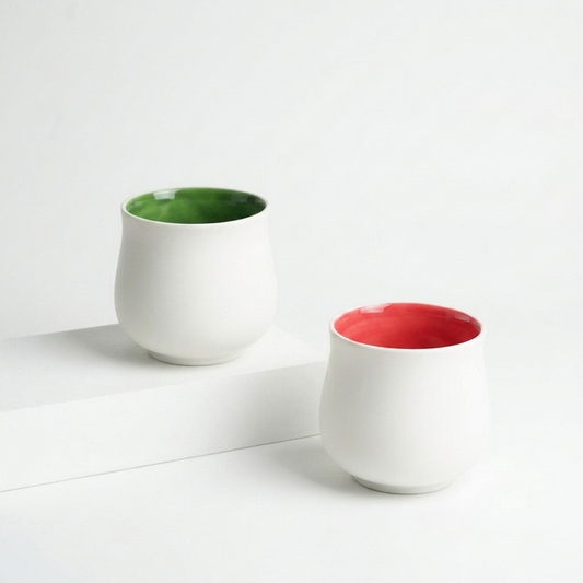 White with Colored Interior EMPTY Ceramic Candle Vessel Jar