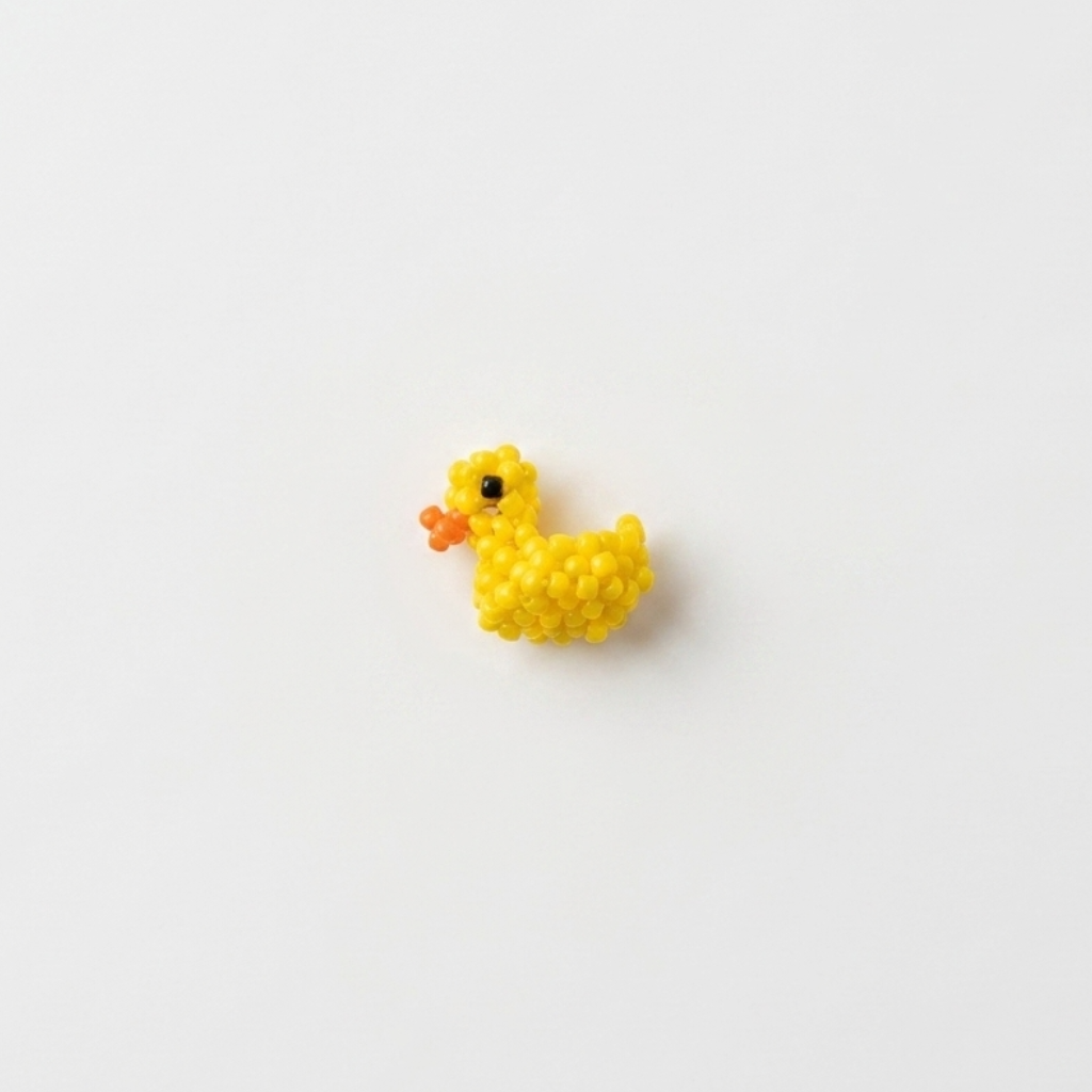 5pc, Handmade Yellow Duck Beaded Charm Ornament