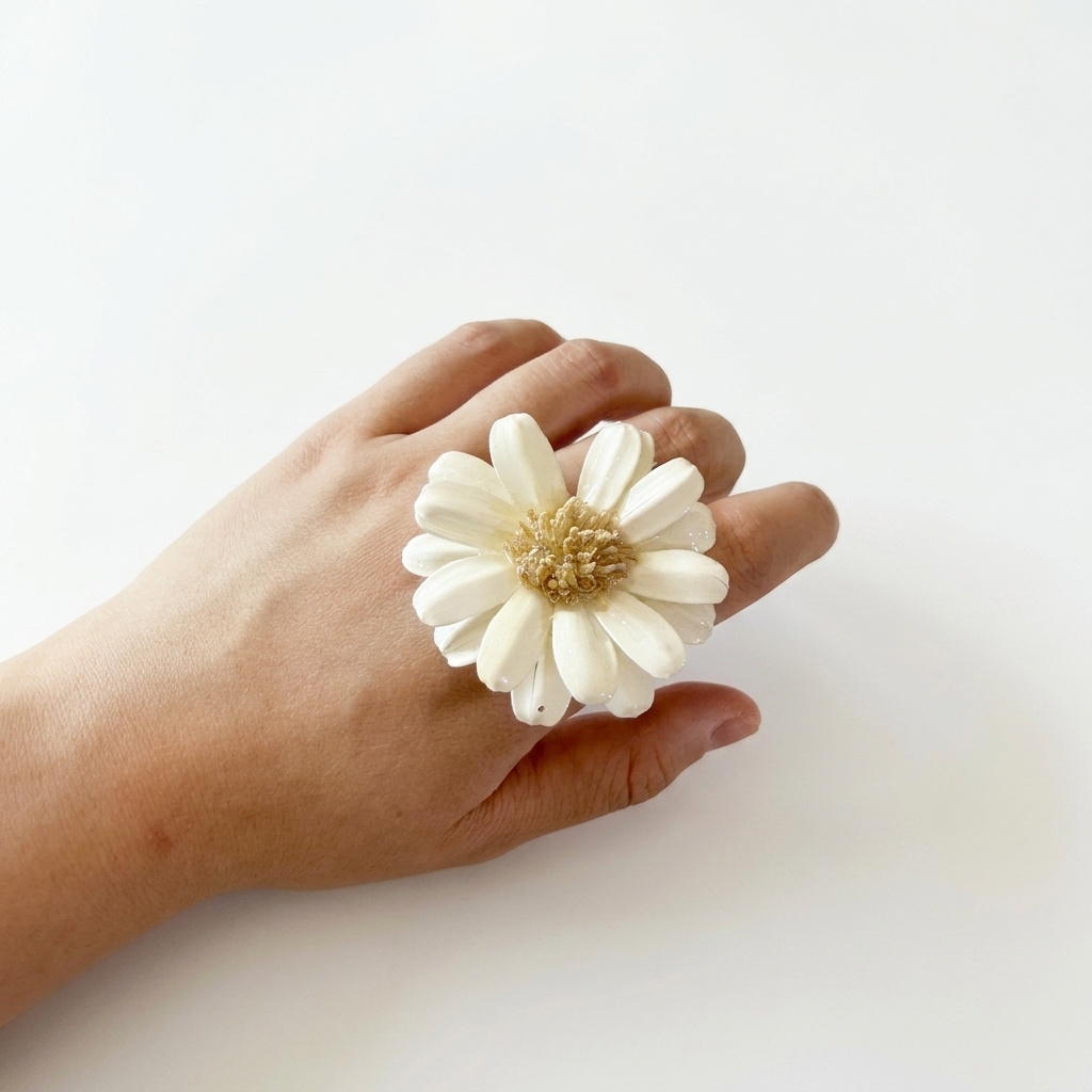 White Daisy Real Flower Resin Pendant Charm Component