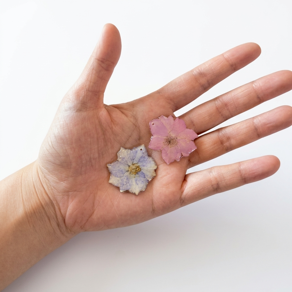 Pink Blue Pressed Real Hydrangea Flower Resin Pendant Charm Component