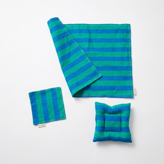 Nautical Blue Tropical Green Striped Placemats & Coasters