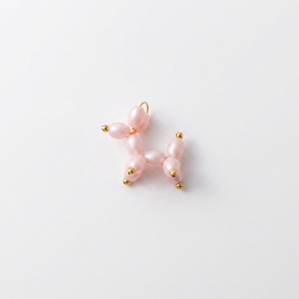 5pc, Handmade Pink Balloon Dog Puppy Beaded Charm Ornament