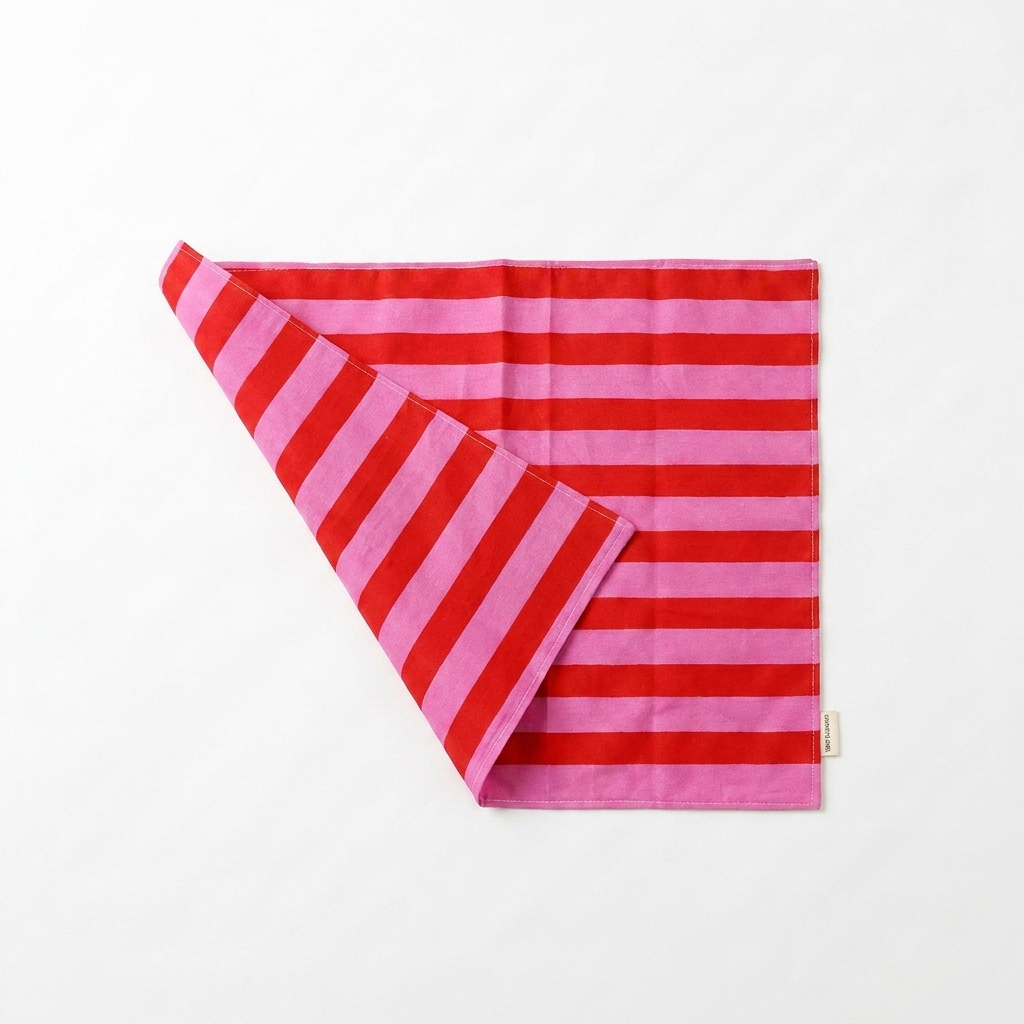 2pc, Dragonfruit Pink and Crimson Red Striped Mats & Coasters