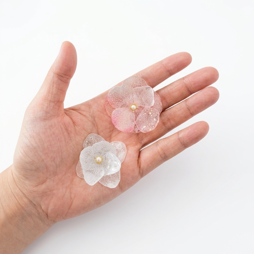 Pink Blue Real Hydrangea Flower Resin Pendant Charm Component