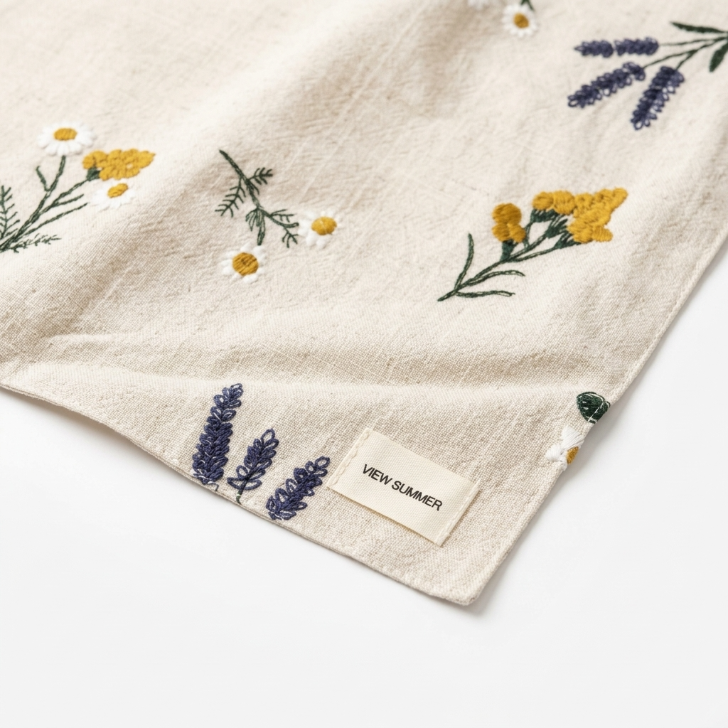 Botanical Flower Embroidered Cotton Placemats Coasters Pouch