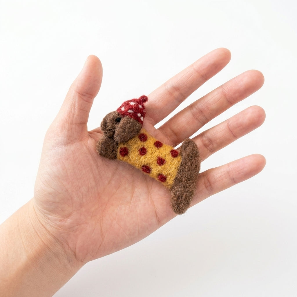Polka Dot Sweater Party Puppy Wool Felt Figurine Charm Component