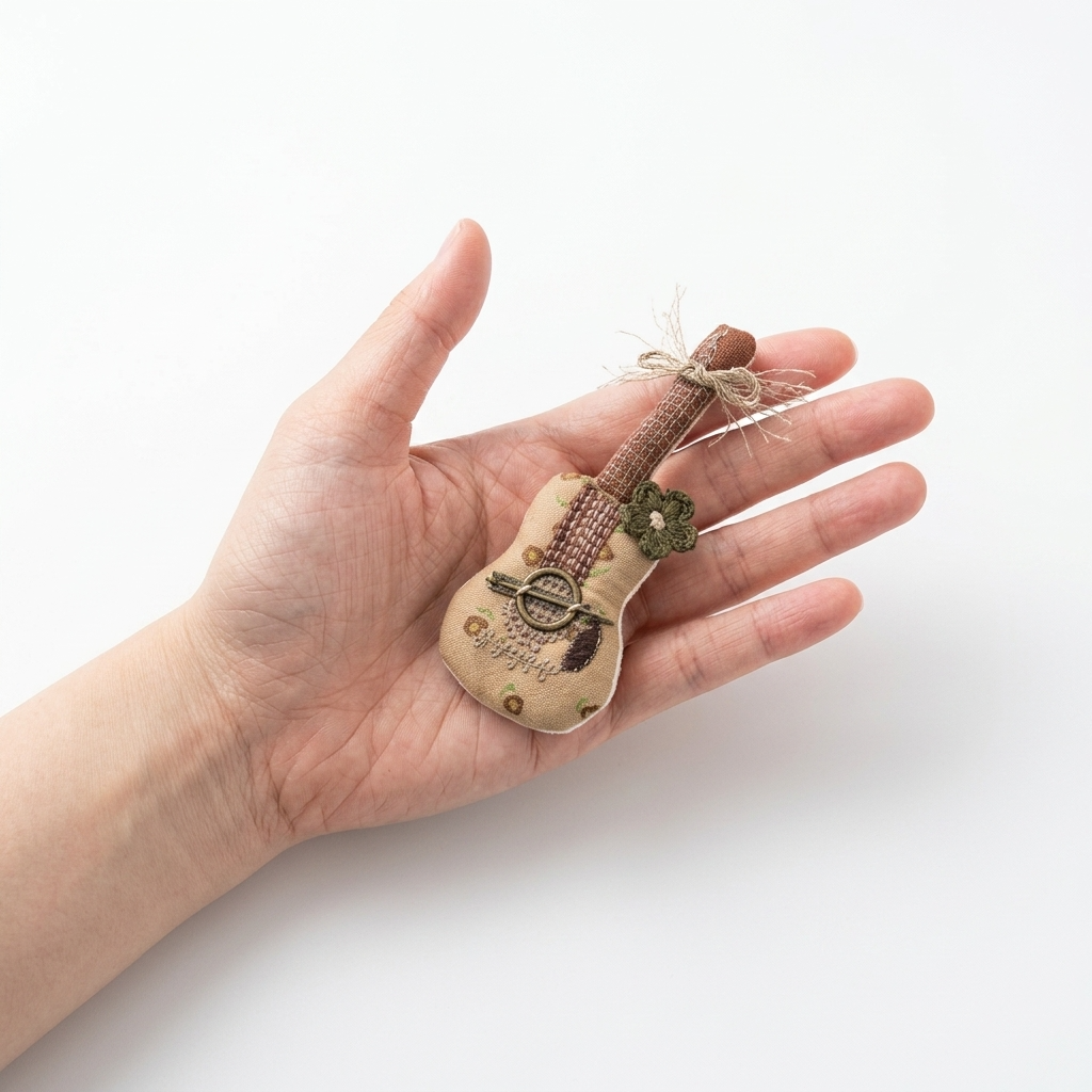 Embroidered Mini Guitar Fabric Ornament Charm Brooch Pin Component