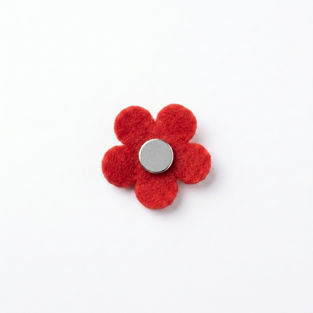 Red Blue Classic Daisy Flower Wool Felt Charm Component & Magnet