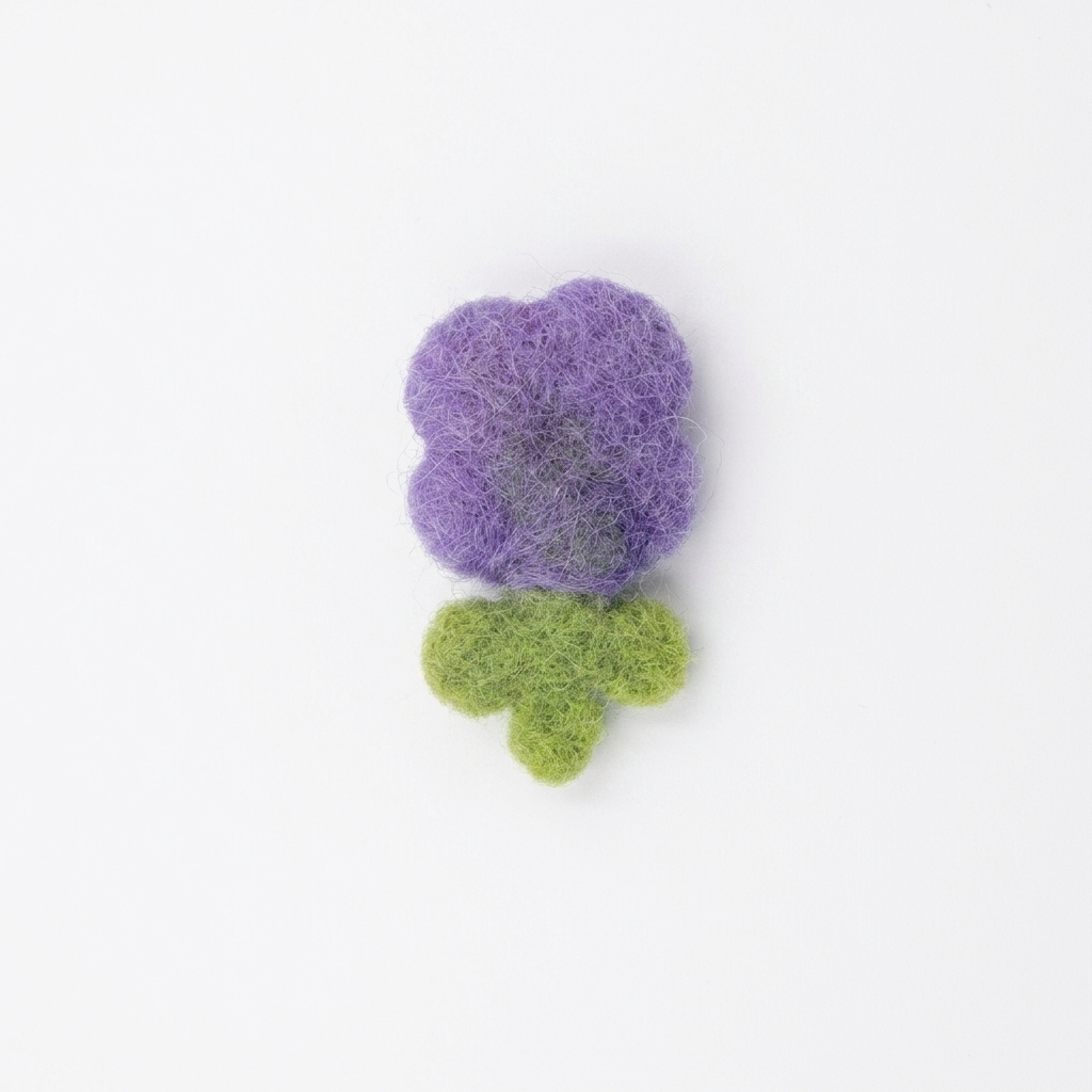 Purple Bloom Flower Wool Felt Ornament Component