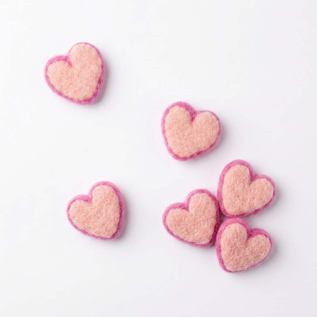 2 Tone Pink Heart wool Felt Charm Component