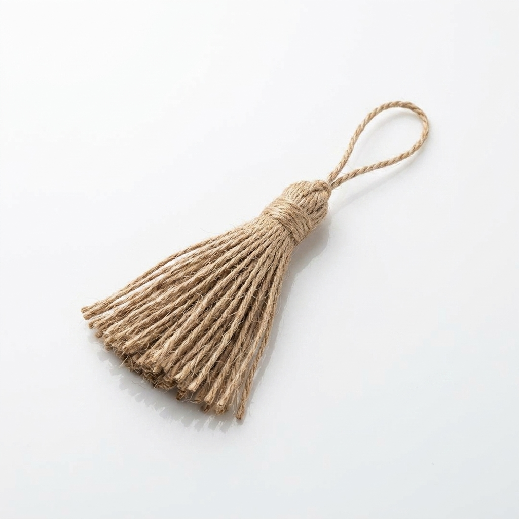 Rustic Jute Twine Checkered Tassel Trim Ornament Component