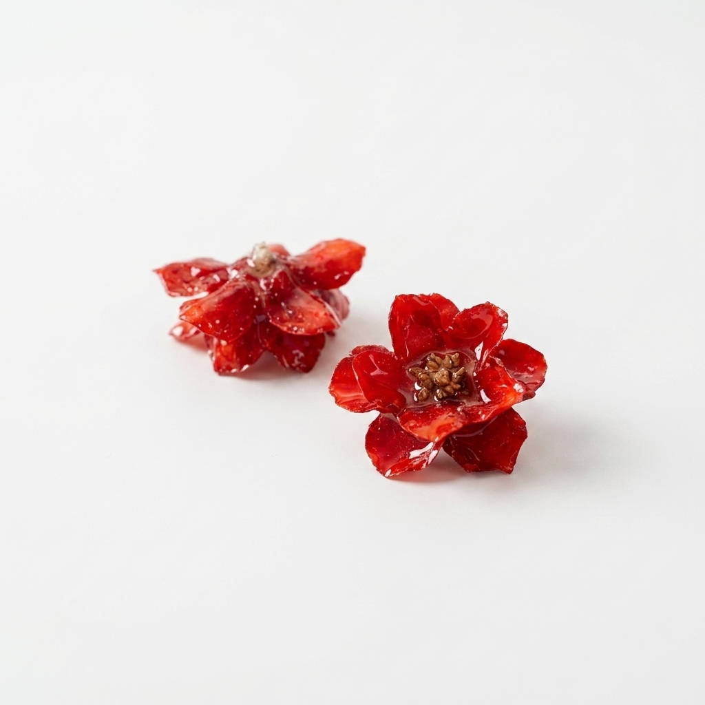 5pc, 3 Colors Real Camellia Flower Resin Pendant Charm