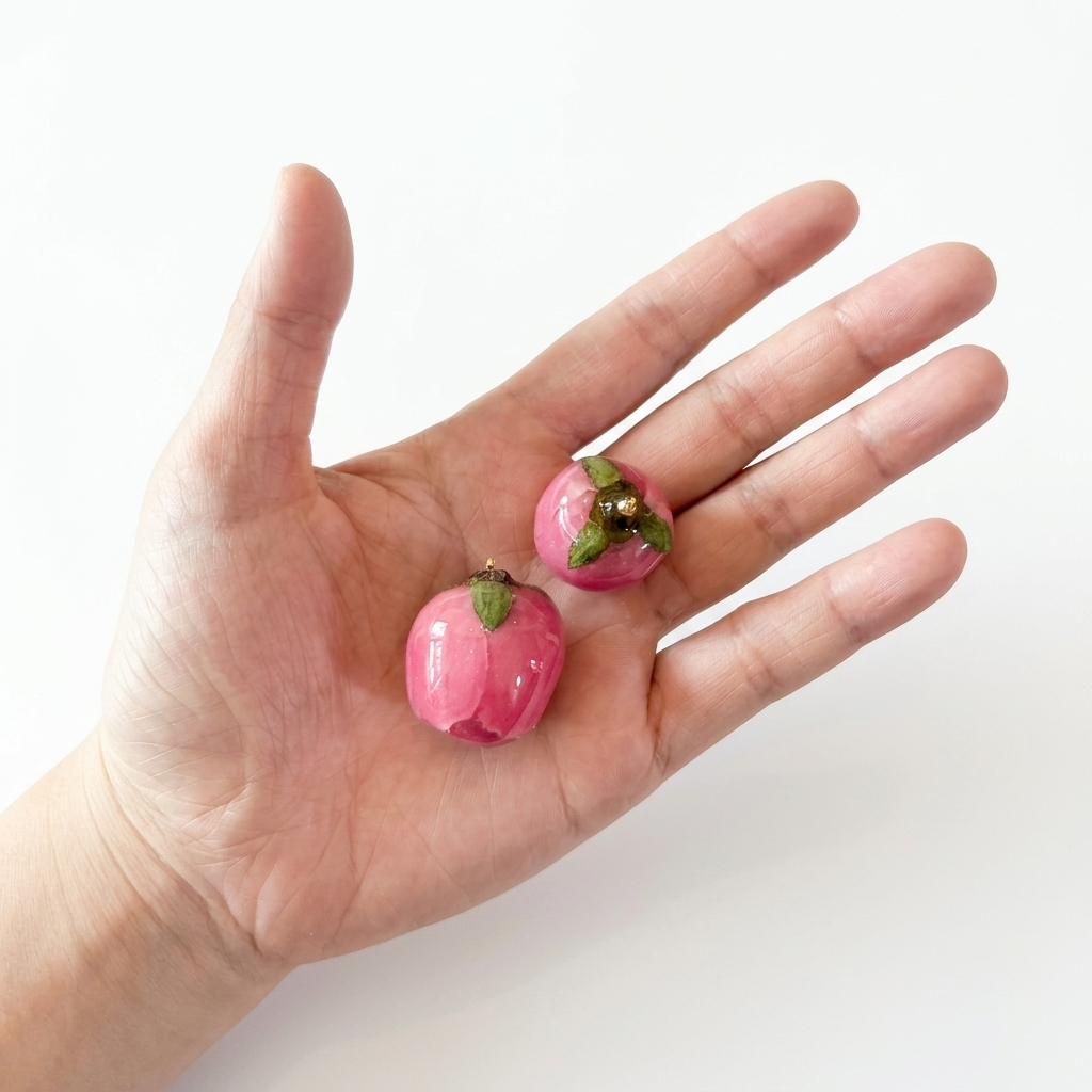 Pink Real Peony Flower Bud Resin Pendant Charm Component