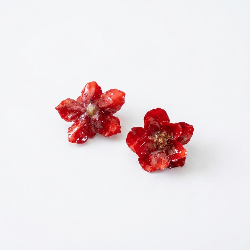 5pc, 3 Colors Real Camellia Flower Resin Pendant Charm