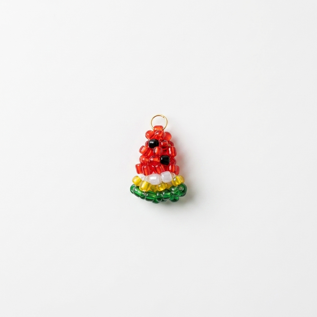 5pc, Handmade Mini Watermelon Slice Beaded Charm Ornament