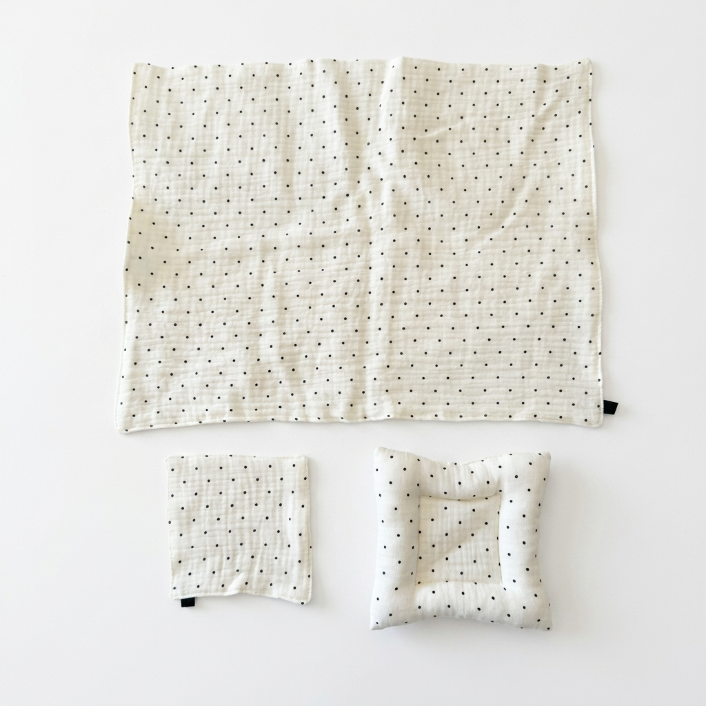 Black Polka Dot Cream White Cotton Placemats Coasters