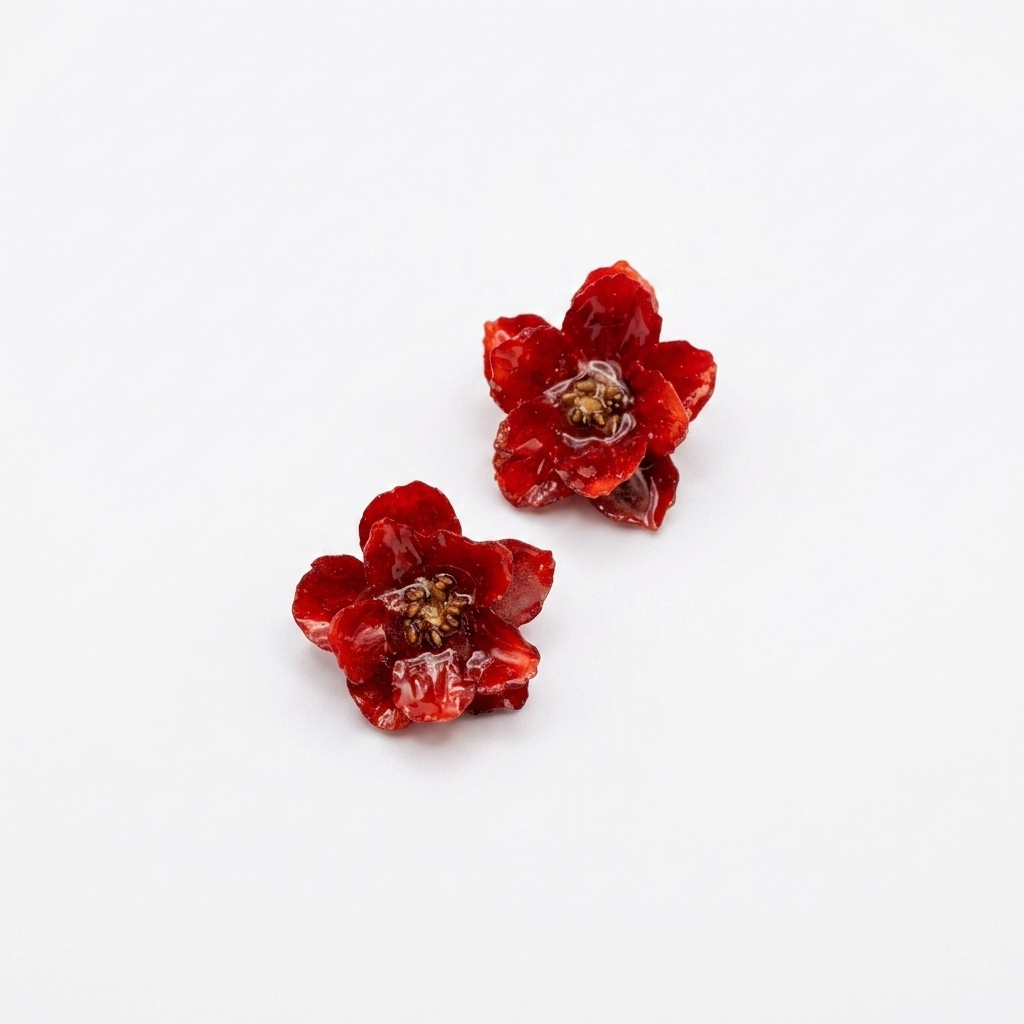 5pc, 3 Colors Real Camellia Flower Resin Pendant Charm