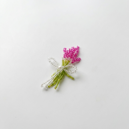 5pc, Handmade Pink Purple Lavender Bouquet Beaded Charm Ornament