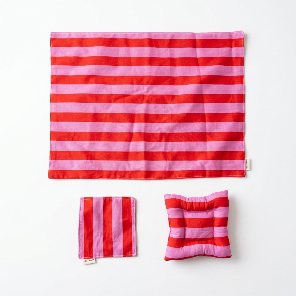 Dragonfruit Pink and Crimson Red Striped Mats & Coasters