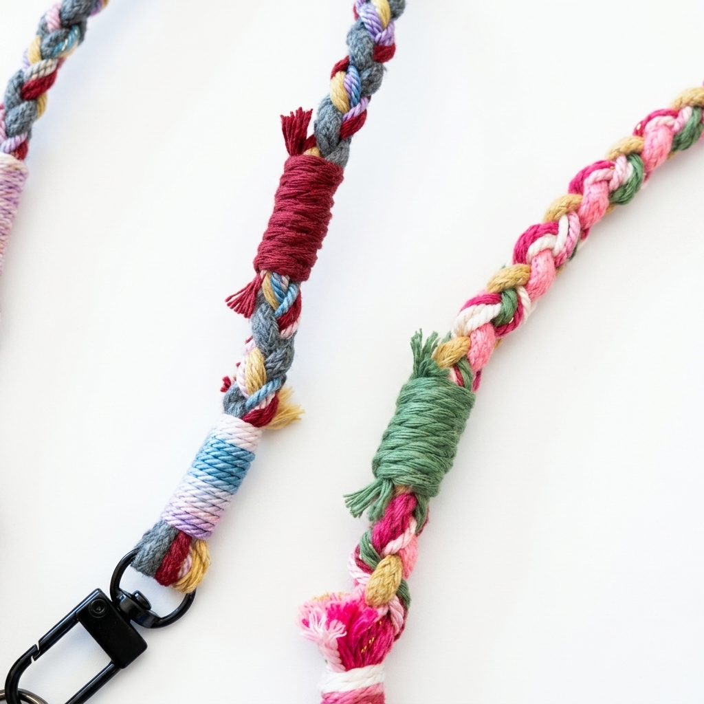 2 colors Handmade Colorful Braided Woven Cotton Tassel Phone Chain Strap