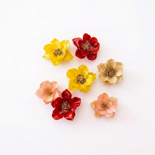 4 Colors Real Camellia Flower Resin Pendant Charm Component