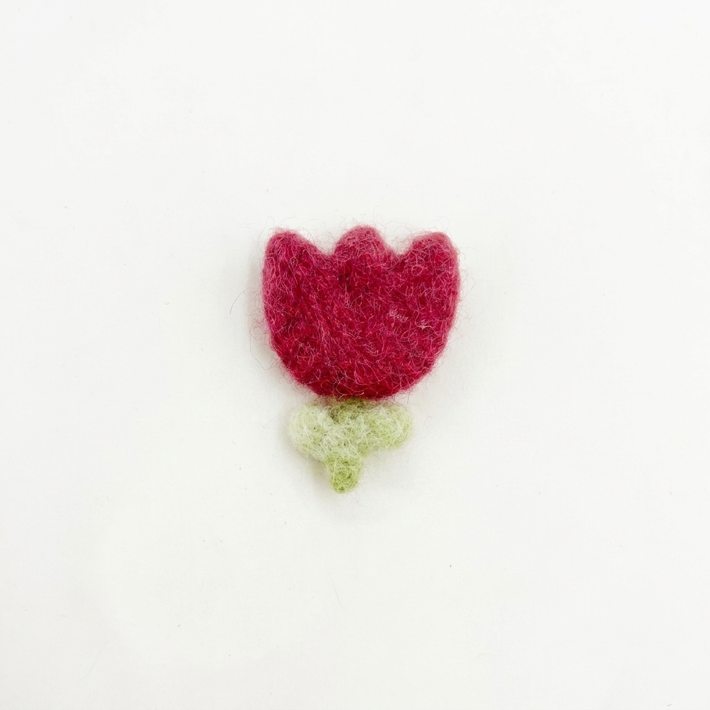 5pc, Red Bloom Tulip Wool Felt Ornament