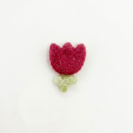 5pc, Red Bloom Tulip Wool Felt Ornament