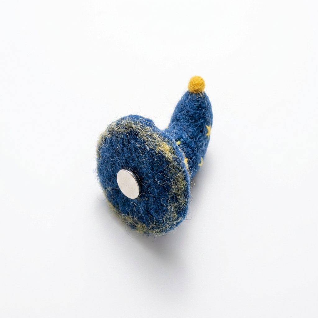 Dark Blue Enchanted Magic Wizard Hat Wool Felt Charm Component & Magnet
