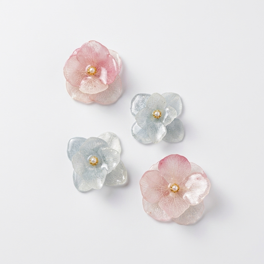 5pc, 2 Colors Real Hydrangea Flower Resin Pendant Charm