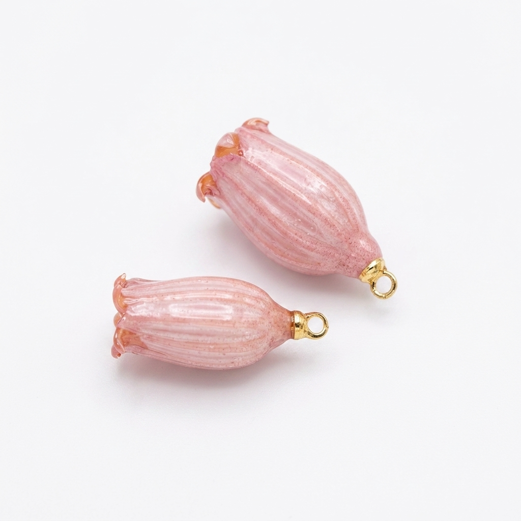 5pc, 2 Colors Real Bell Flower Resin Pendant Charm