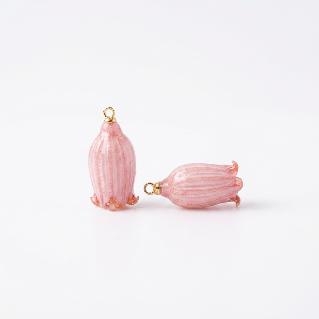 5pc, 2 Colors Real Bell Flower Resin Pendant Charm