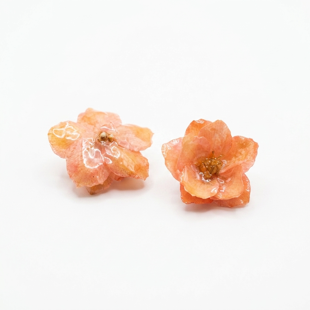5pc, 3 Colors Real Camellia Flower Resin Pendant Charm