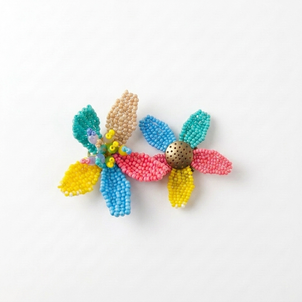 5pc, Handmade Multi-color Blooming Flower Beaded Charm Ornament
