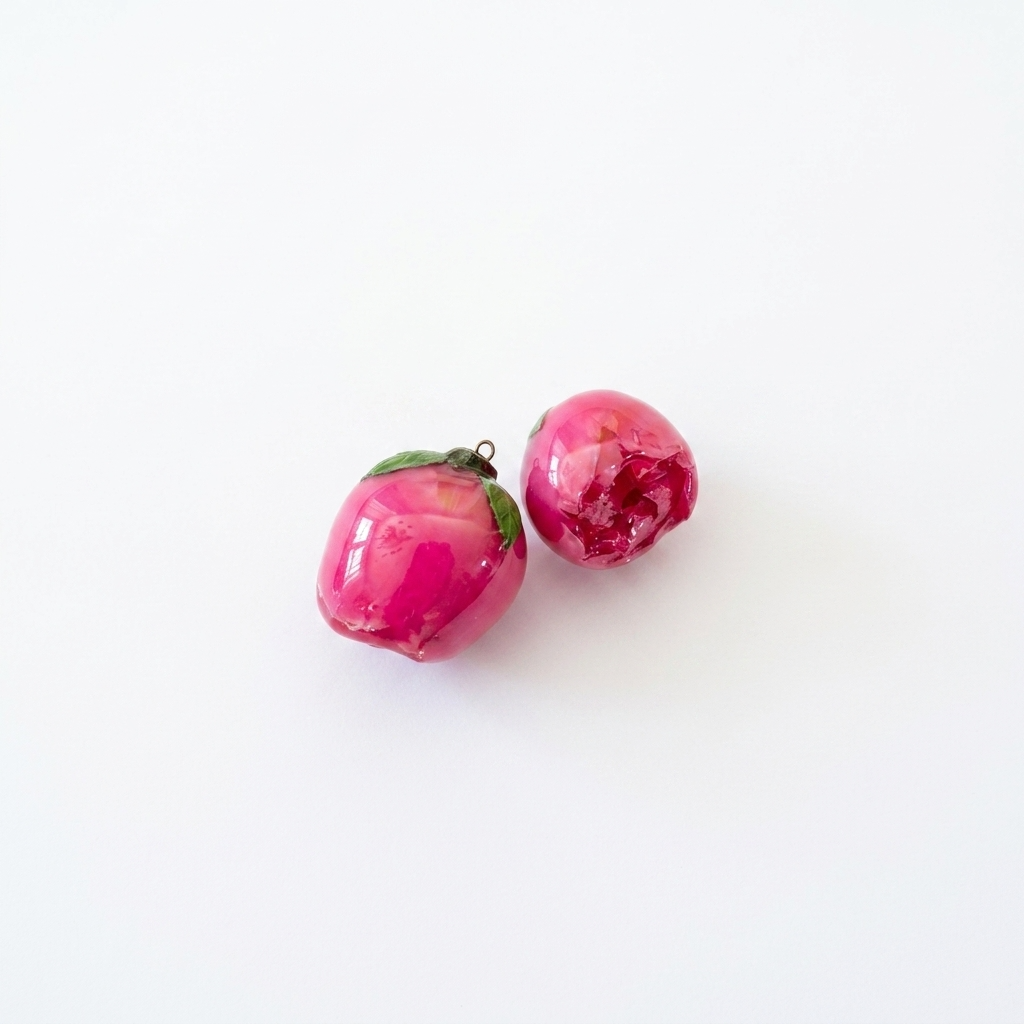 5pc, Real Peony Bud Flower Resin Pendant Charm