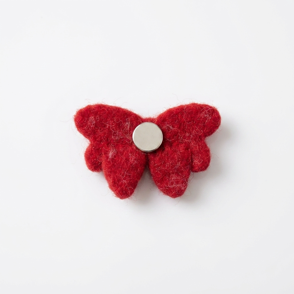 Polka Dot Red Bow Wool Felt Applique Charm Component & Magnet