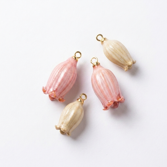 Pink Real Bell Flower Resin Pendant Charm Component