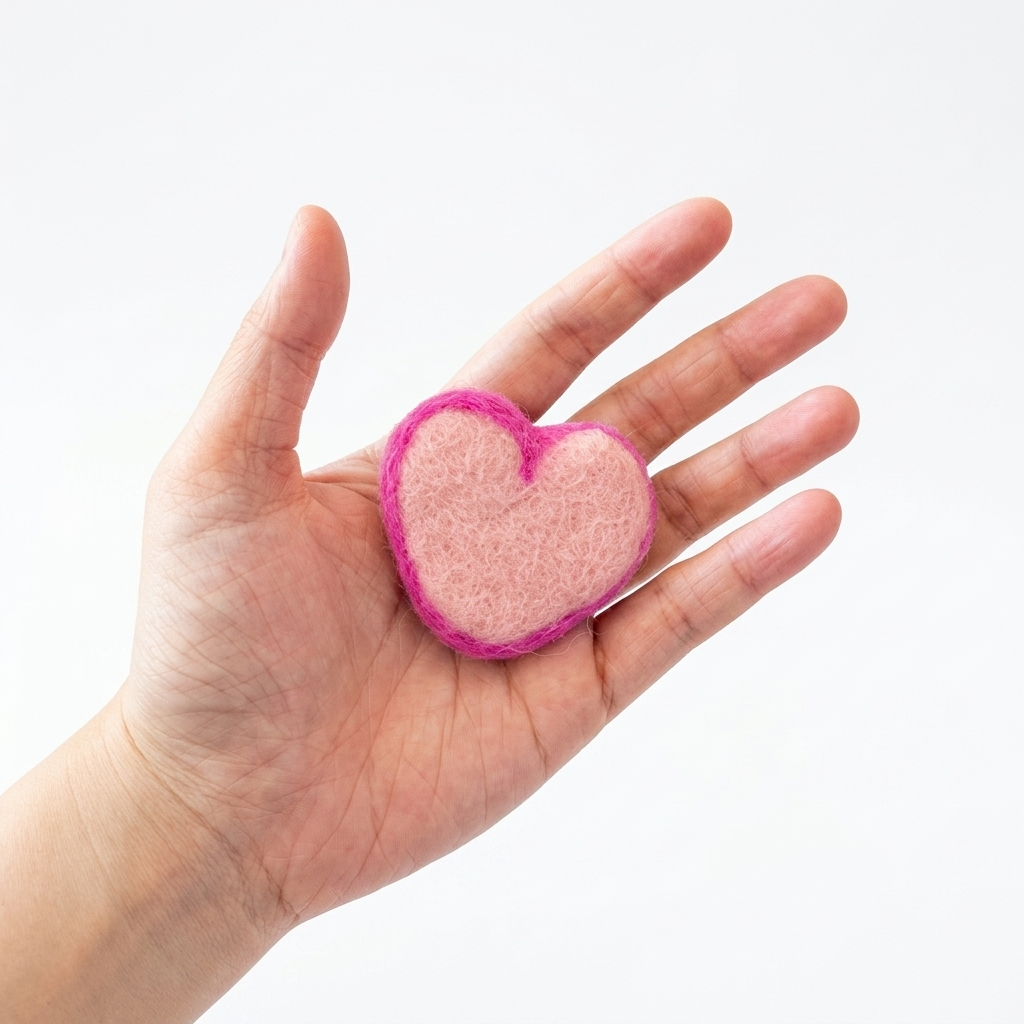 2 Tone Pink Heart wool Felt Charm Component