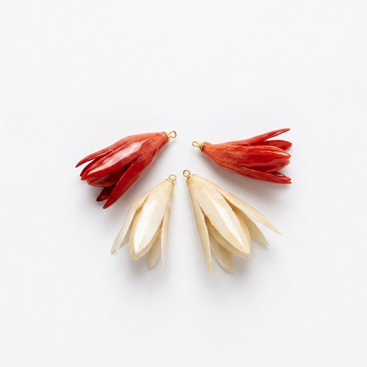 5pc, 2 Colors Real Magnolia Flower Buds Resin Pendant Charm
