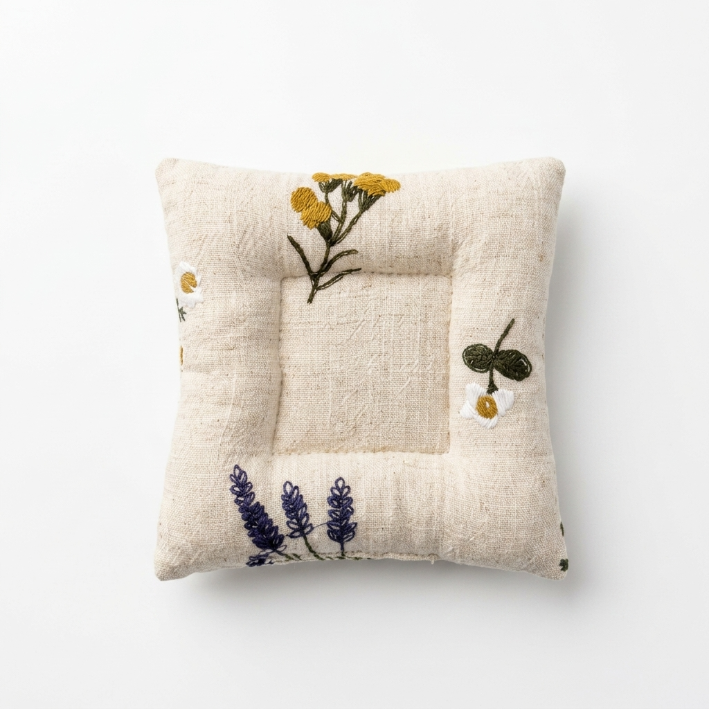 Botanical Flower Embroidered Cotton Placemats Coasters Pouch
