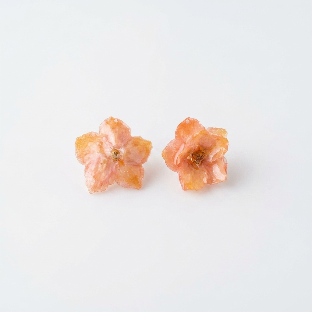 5pc, 3 Colors Real Camellia Flower Resin Pendant Charm