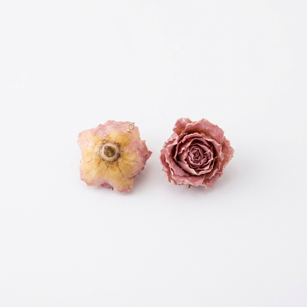 5pc, Premium Real Pink Rose Bloom Flower Resin Pendant Charm
