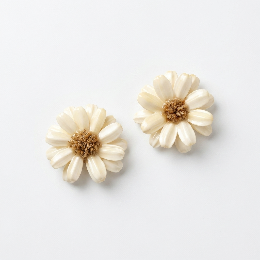 5pc, Real White Daisy Flower Resin Pendant Charm