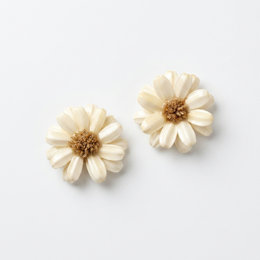 5pc, Real White Daisy Flower Resin Pendant Charm