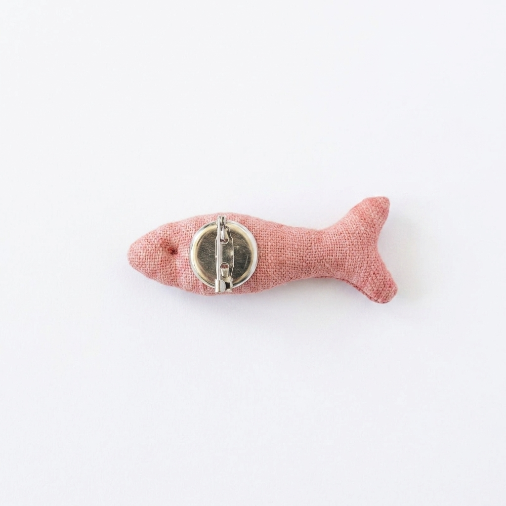 Pink Brown Little Fish Fabric Ornament Charm Brooch Pin Component