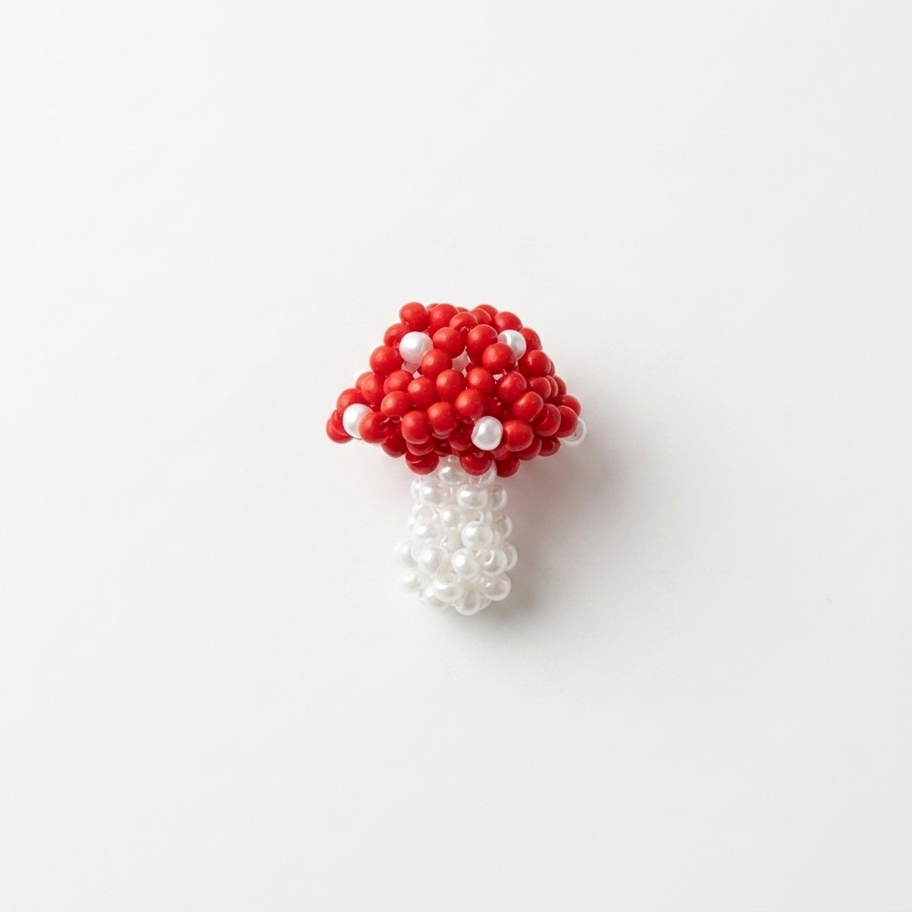 5pc, Handmade Red Mushroom Bead Charm Ornament