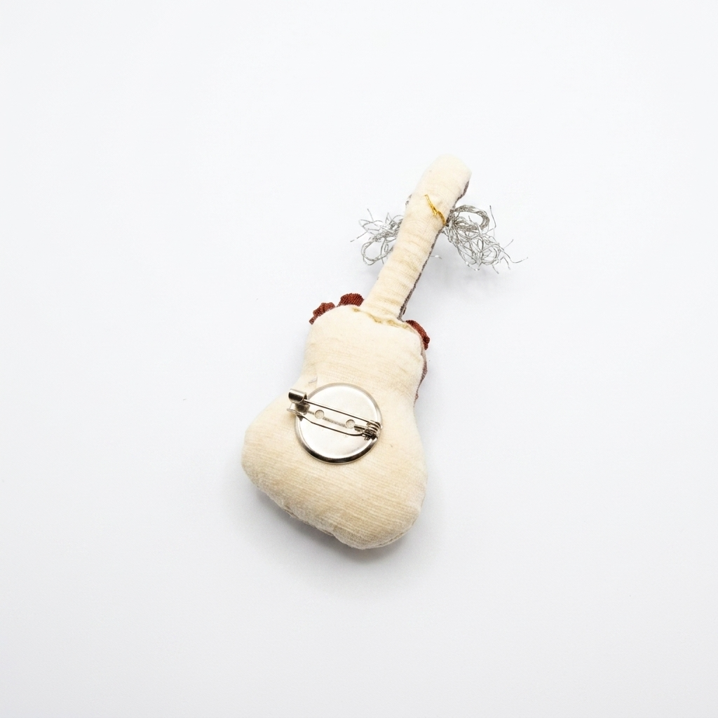 Embroidered Mini Guitar Fabric Ornament Charm Brooch Pin Component