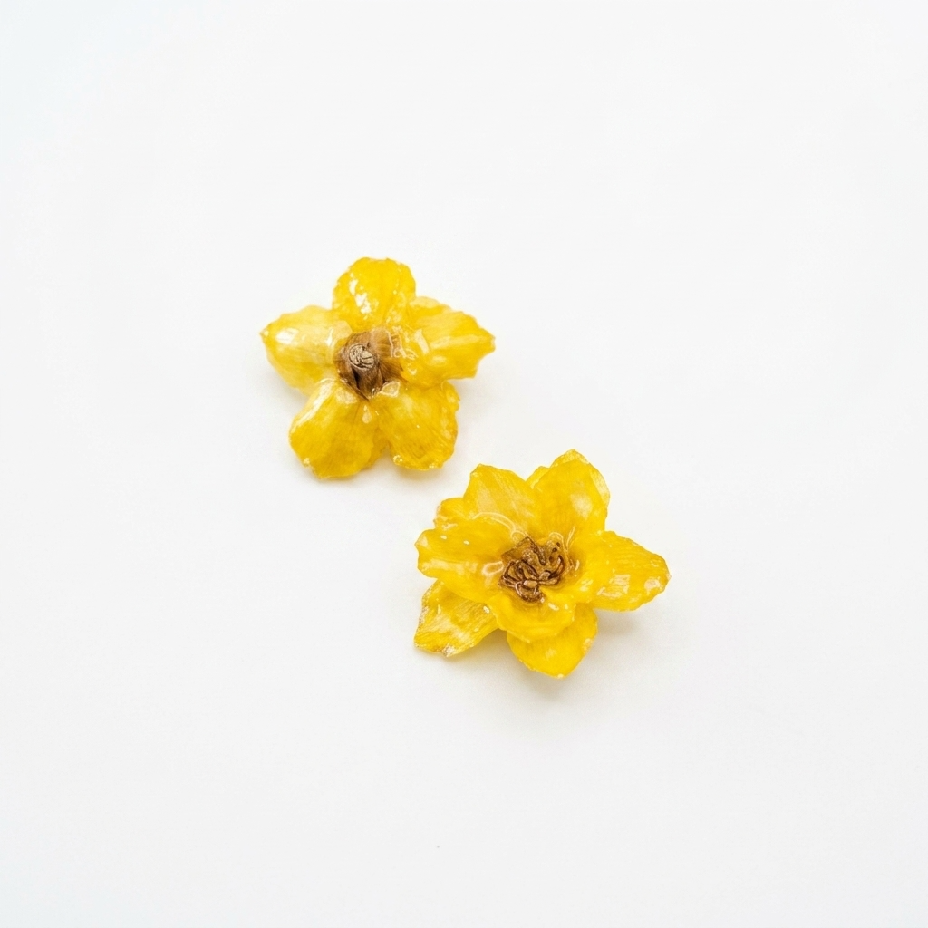 5pc, 3 Colors Real Camellia Flower Resin Pendant Charm